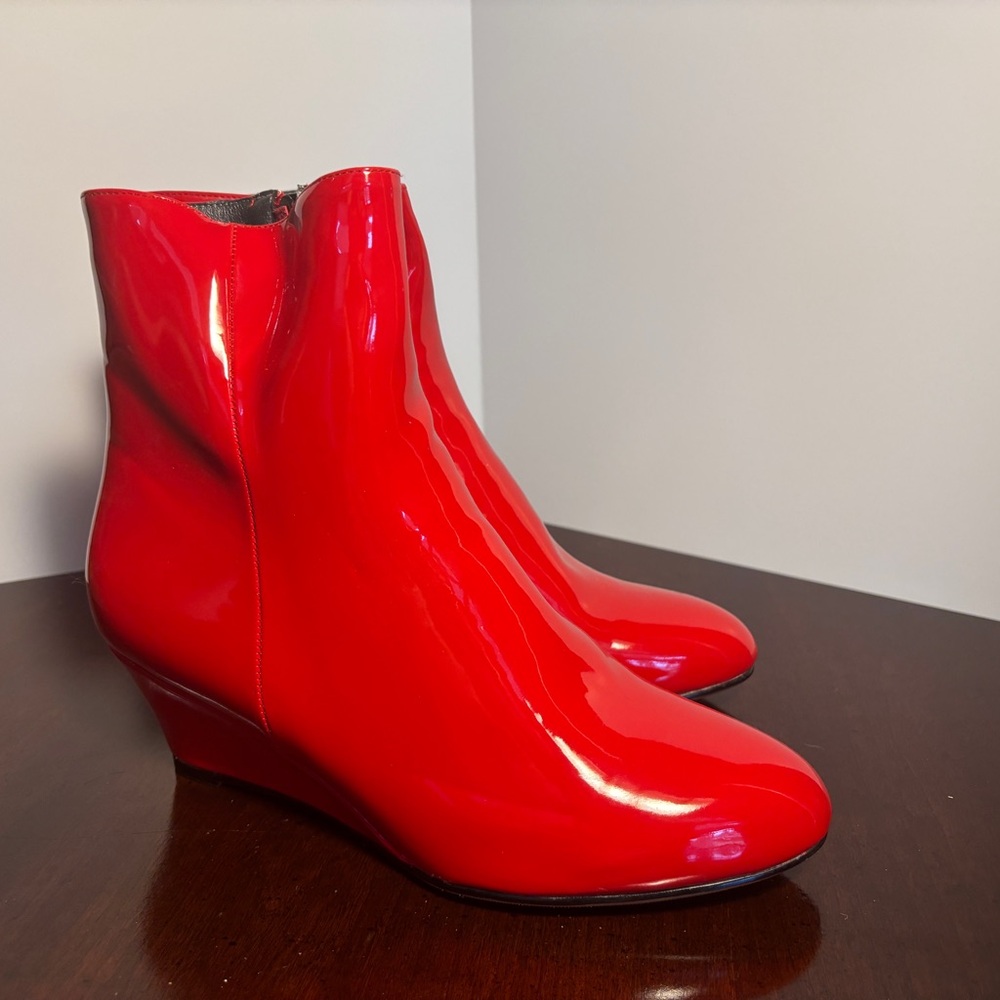 Women’s red patent ankle boots size 9